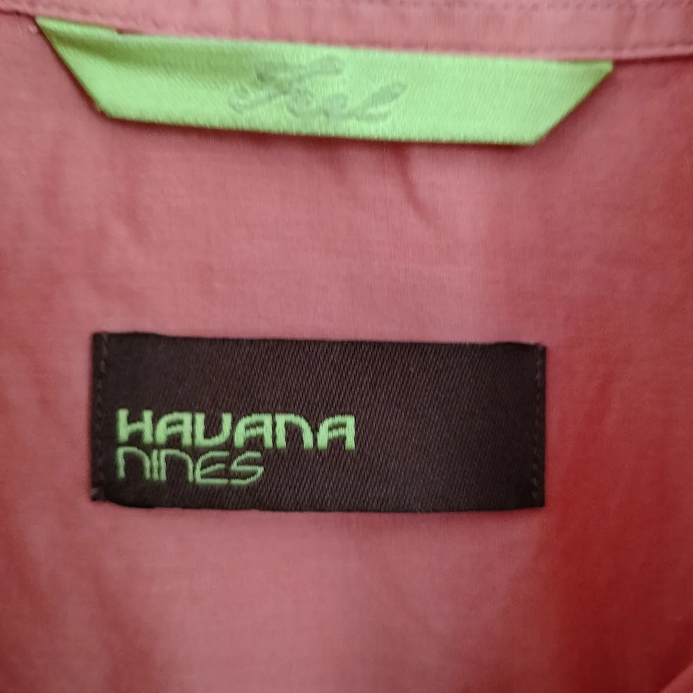 Havana Nines Mens Coral Embroidered Long Sleeve Cotton Shirt L Vacation Miami